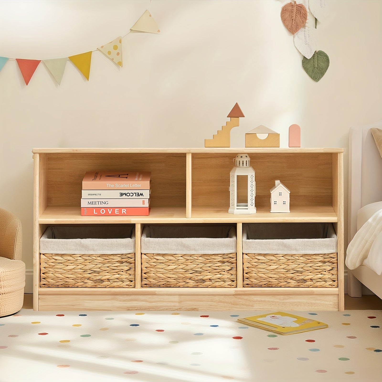 Complete Solid Rubber Wood Shelf - 5-Section 43.3\