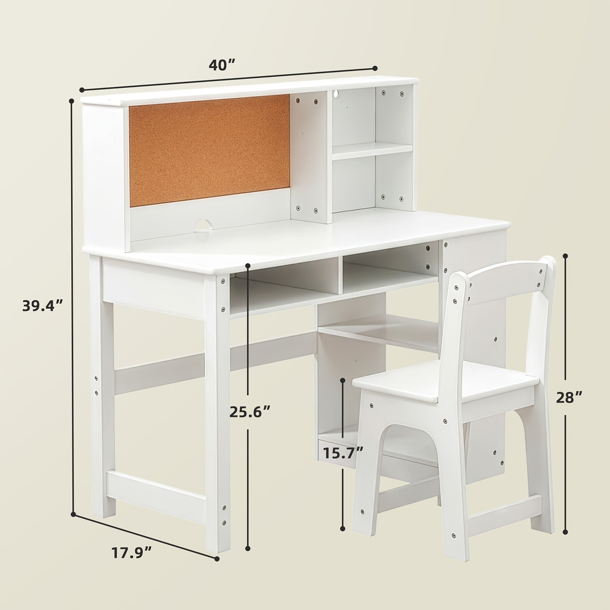 Wooden Study Table And Chair Set for Kids Aged 5 to 12, Featuring a Bulletin Board, Hutch, And Storage Cabinet