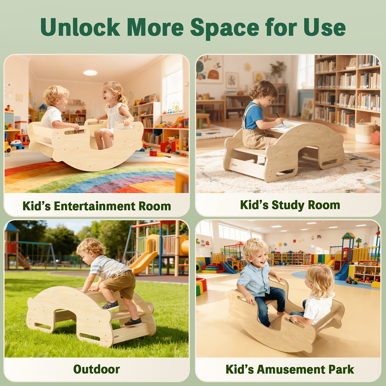 3-in-1 Kids Table and Chair Set - Multifunctional Convertible Activity Table, Study Desk & Seesaw with Double Chair Suitable for,, Playroom Furniture, Space-Saving Table for Home Schooling for & Aged 3-8