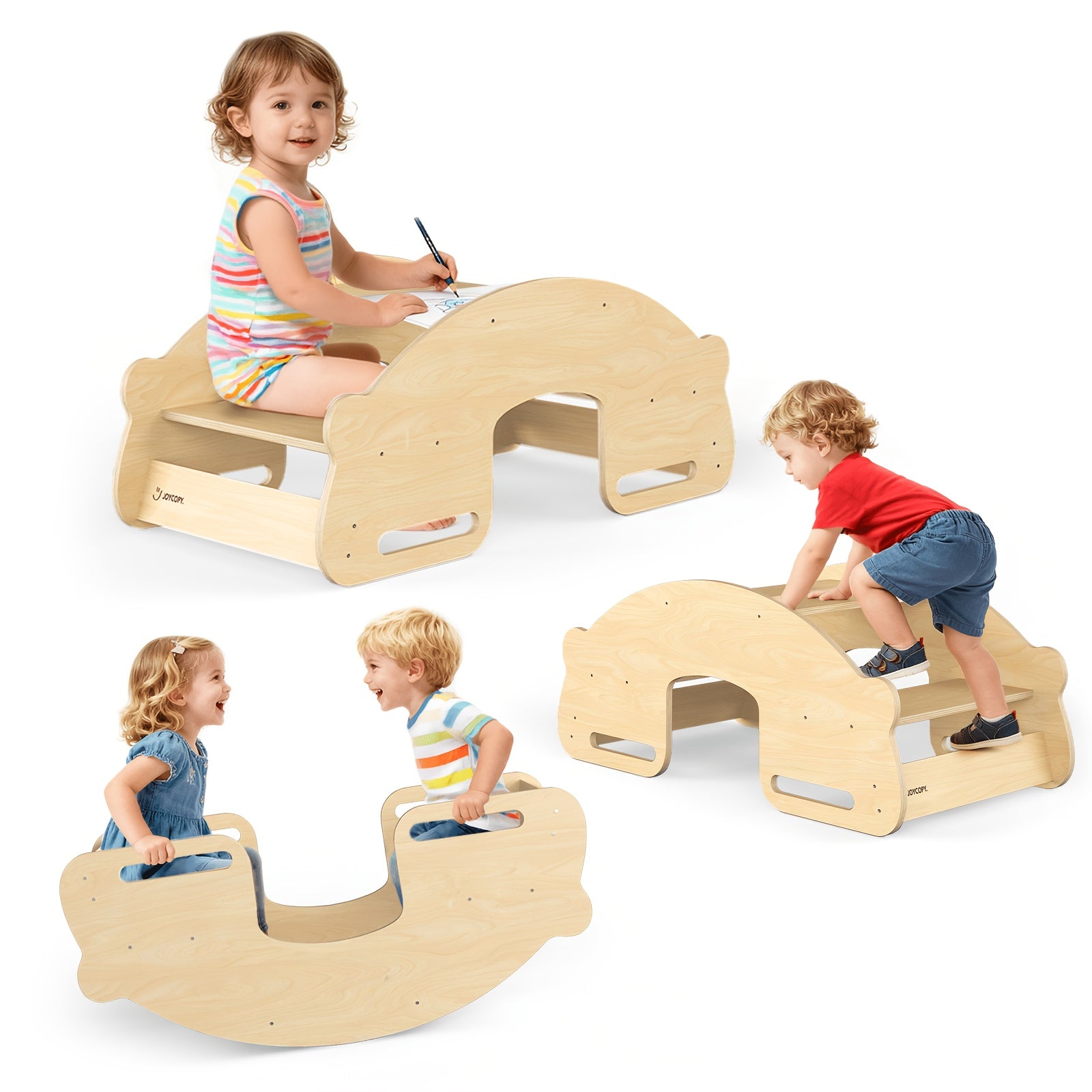 3-in-1 Kids Table and Chair Set - Multifunctional Convertible Activity Table, Study Desk & Seesaw with Double Chair Suitable for,, Playroom Furniture, Space-Saving Table for Home Schooling for & Aged 3-8