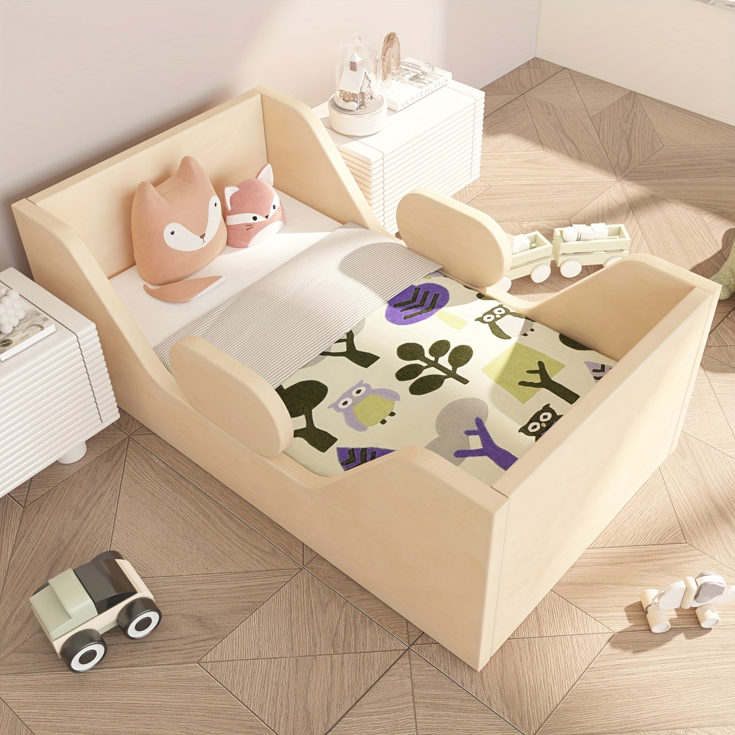 Toddler Bed, Child Bed for Kids with Extra Safty Broad, Standard Crib Size Toddler Bed, Certified Fabric Toddler Beds, Toddler Flood Bed