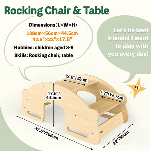 3-in-1 Kids Table and Chair Set - Multifunctional Convertible Activity Table, Study Desk & Seesaw with Double Chair Suitable for,, Playroom Furniture, Space-Saving Table for Home Schooling for & Aged 3-8